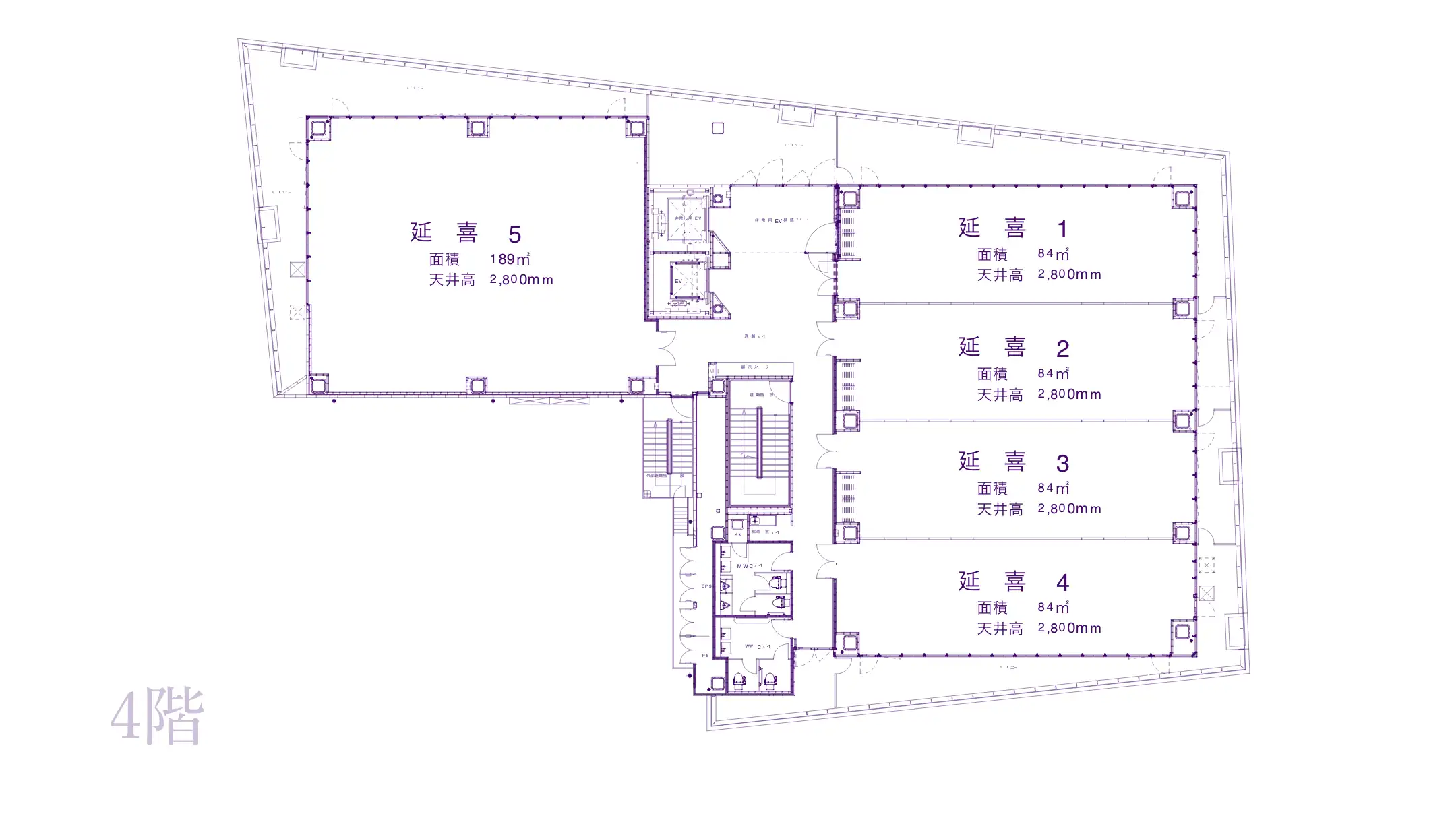警固神社の社務所ビル4階の図面